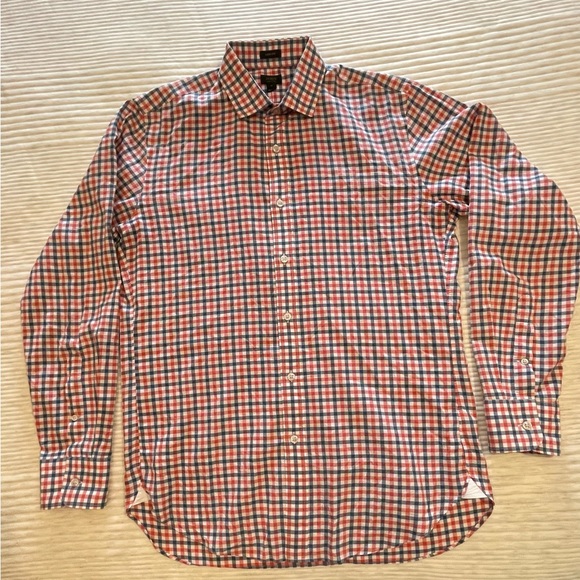 J.Crew Medium Slim Oxford Shirt Red, Blue, White 100% Cotton Casual Button Dow - Picture 8 of 10